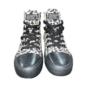9N2/Levi's Women's High Top Sneakers  Black White Lace Up Canvas Casual